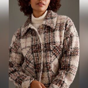 Greylin Plaid Teddy Jacket - Cream and Brown